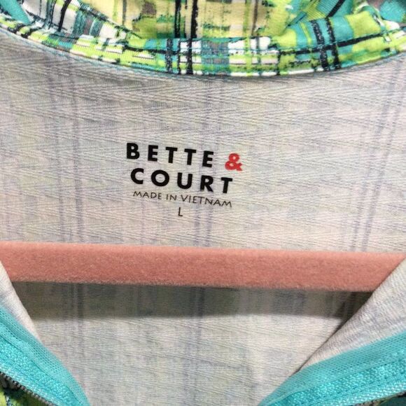 Bette & Court long sleeve print partial zip golf shirt womens Large L collar - Picture 2 of 5